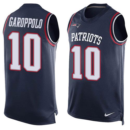 Nike Patriots #10 Jimmy Garoppolo Navy Blue Team Color Men's Stitched NFL Limited Tank Top Jersey