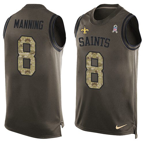 Nike Saints #8 Archie Manning Green Men's Stitched NFL Limited Salute To Service Tank Top Jersey