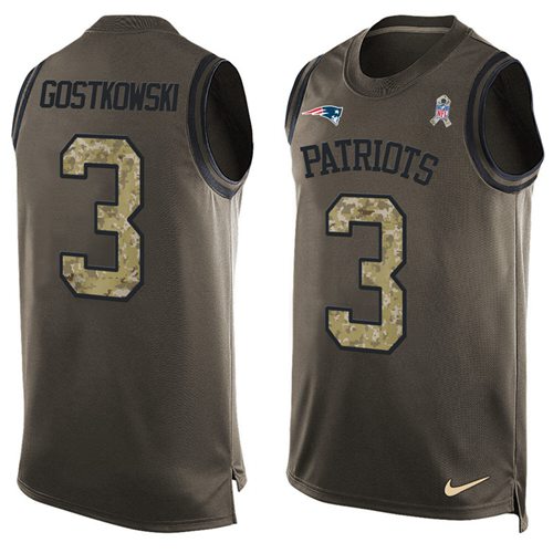Nike Patriots #3 Stephen Gostkowski Green Men's Stitched NFL Limited Salute To Service Tank Top Jersey