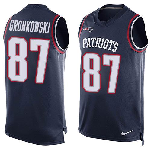 Nike Patriots #87 Rob Gronkowski Navy Blue Team Color Men's Stitched NFL Limited Tank Top Jersey