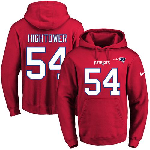 Nike Patriots #54 Dont'a Hightower Red Name & Number Pullover NFL Hoodie