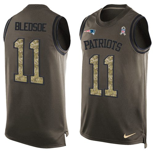 Nike Patriots #11 Drew Bledsoe Green Men's Stitched NFL Limited Salute To Service Tank Top Jersey