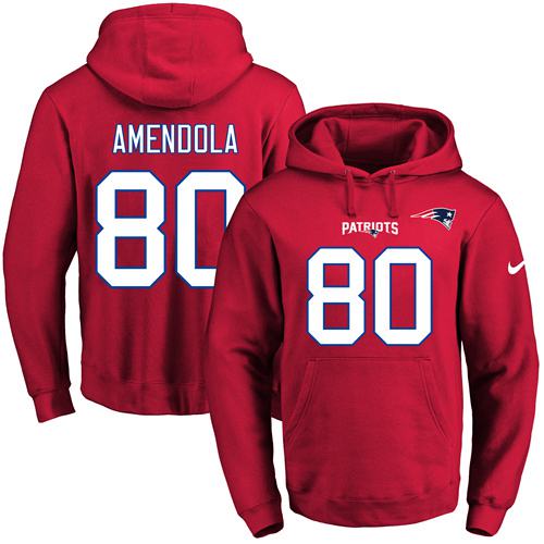 Nike Patriots #80 Danny Amendola Red Name & Number Pullover NFL Hoodie
