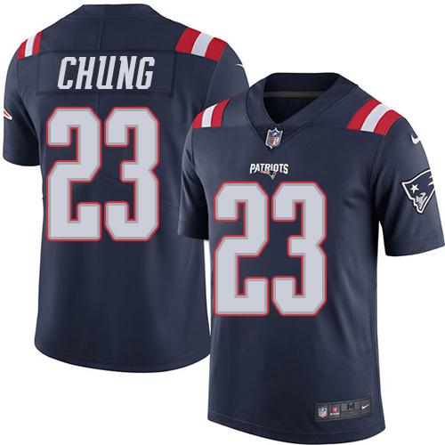 Nike Patriots #23 Patrick Chung Navy Blue Men's Stitched NFL Limited Rush Jersey