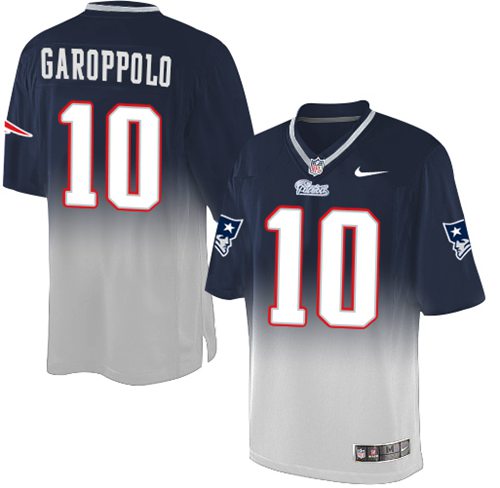 Nike Patriots #10 Jimmy Garoppolo Navy Blue/Grey Men's Stitched NFL Elite Fadeaway Fashion Jersey