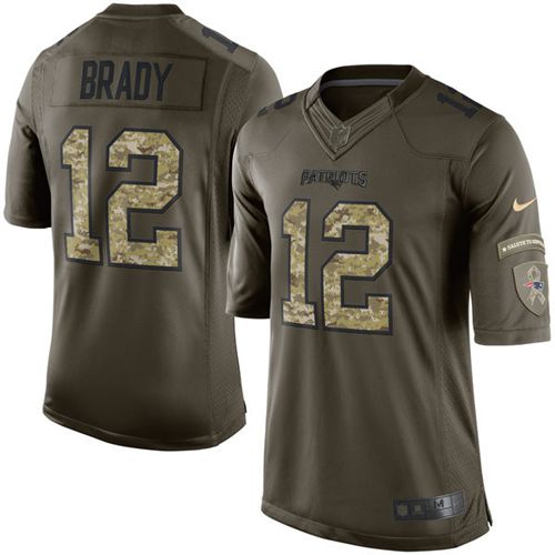 Nike Patriots #12 Tom Brady Green Men's Stitched NFL Limited Salute to Service Jersey