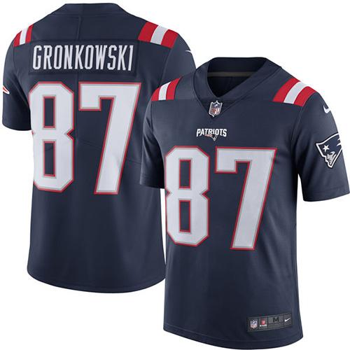 Nike Patriots #87 Rob Gronkowski Navy Blue Men's Stitched NFL Limited Rush Jersey