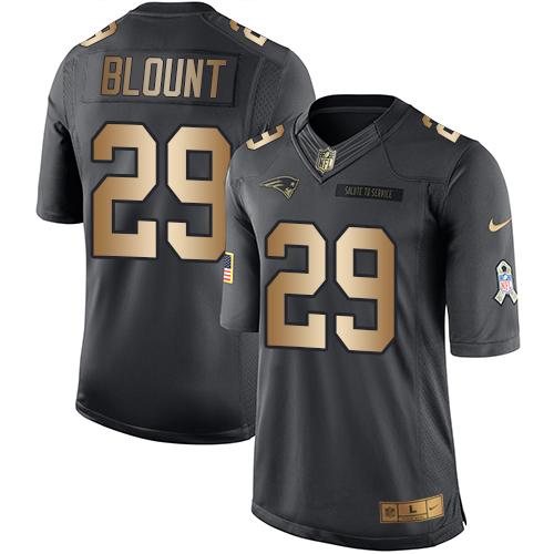 Nike Patriots #29 LeGarrette Blount Black Men's Stitched NFL Limited Gold Salute To Service Jersey