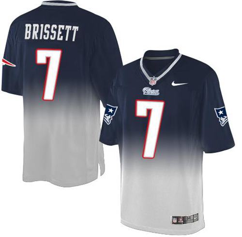 Nike Patriots #7 Jacoby Brissett Navy Blue/Grey Men's Stitched NFL Elite Fadeaway Fashion Jersey