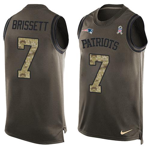 Nike Patriots #7 Jacoby Brissett Green Men's Stitched NFL Limited Salute To Service Tank Top Jersey