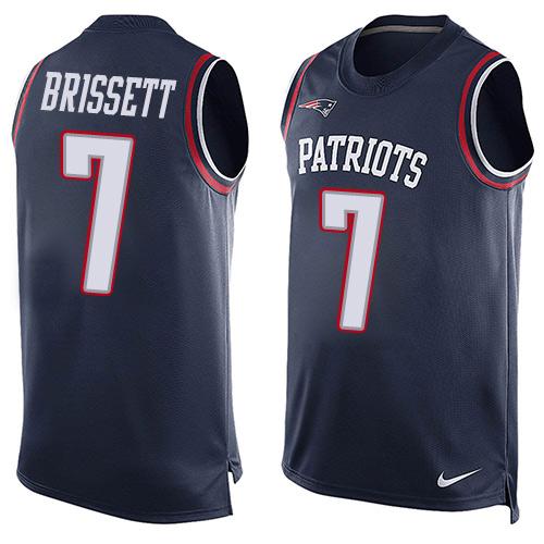Nike Patriots #7 Jacoby Brissett Navy Blue Team Color Men's Stitched NFL Limited Tank Top Jersey