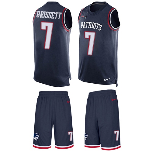 Nike Patriots #7 Jacoby Brissett Navy Blue Team Color Men's Stitched NFL Limited Tank Top Suit Jersey