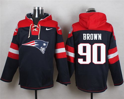 Nike Patriots #90 Malcom Brown Navy Blue Player Pullover NFL Hoodie