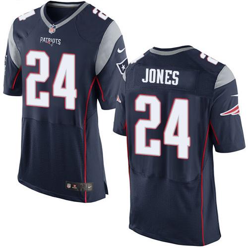 Nike Patriots #24 Cyrus Jones Navy Blue Team Color Men's Stitched NFL New Elite Jersey