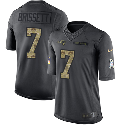 Nike Patriots #7 Jacoby Brissett Black Men's Stitched NFL Limited 2016 Salute To Service Jersey