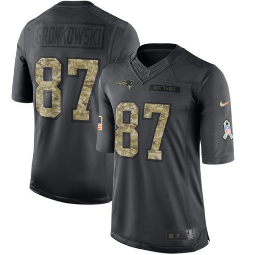 Nike Patriots #87 Rob Gronkowski Black Men's Stitched NFL Limited 2016 Salute To Service Jersey