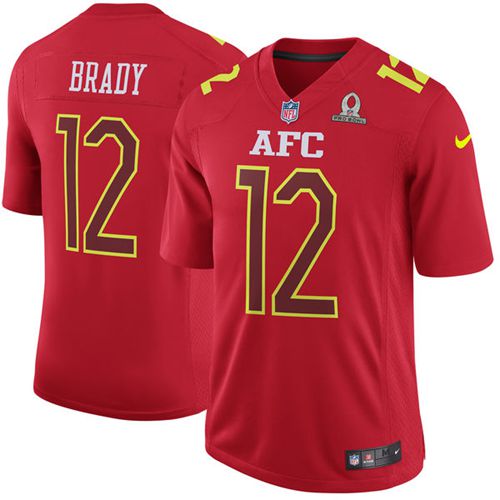 Nike Patriots #12 Tom Brady Red Men's Stitched NFL Game AFC 2017 Pro Bowl Jersey
