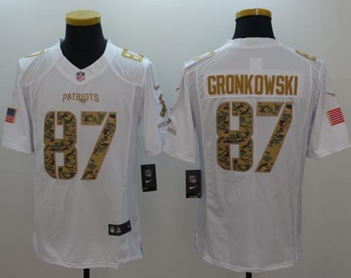 Nike Patriots #87 Rob Gronkowski White Men's Stitched NFL Limited Salute to Service Jersey
