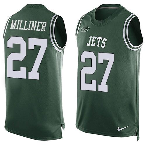 Nike Jets #27 Dee Milliner Green Team Color Men's Stitched NFL Limited Tank Top Jersey