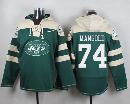 Nike Jets #74 Nick Mangold Green Player Pullover NFL Hoodie