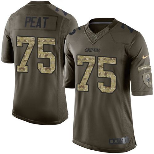 Nike Saints #75 Andrus Peat Green Men's Stitched NFL Limited Salute to Service Jersey