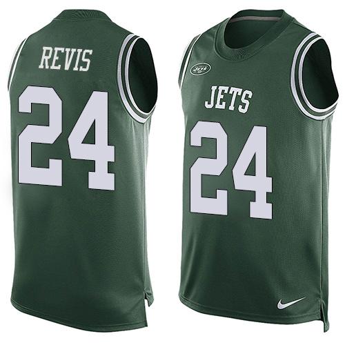 Nike Jets #24 Darrelle Revis Green Team Color Men's Stitched NFL Limited Tank Top Jersey