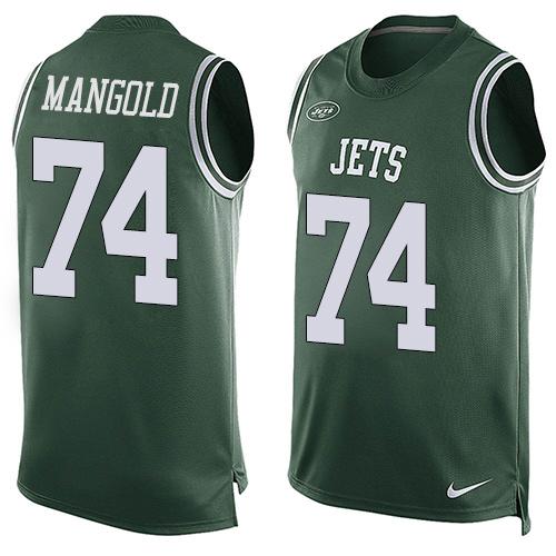 Nike Jets #74 Nick Mangold Green Team Color Men's Stitched NFL Limited Tank Top Jersey