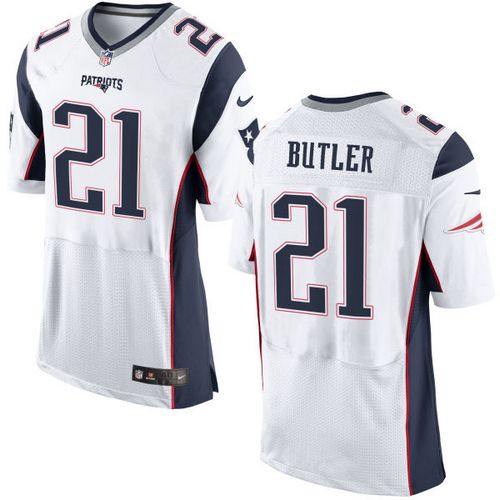 Nike Patriots #21 Malcolm Butler White Men's Stitched NFL New Elite Jersey