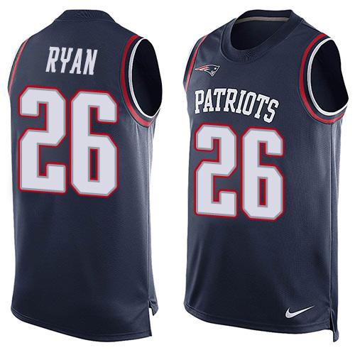 Nike Patriots #26 Logan Ryan Navy Blue Team Color Men's Stitched NFL Limited Tank Top Jersey
