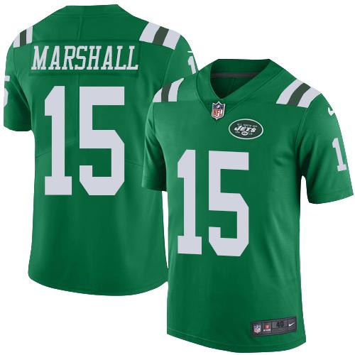Nike Jets #15 Brandon Marshall Green Men's Stitched NFL Elite Rush Jersey