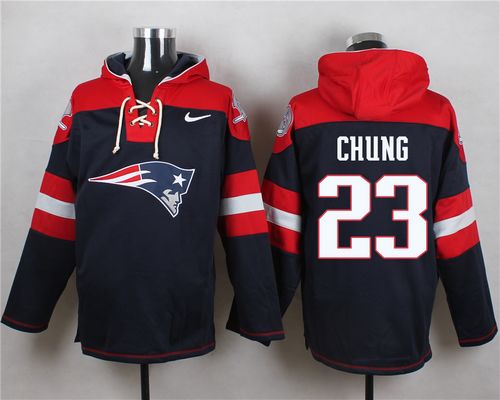 Nike Patriots #23 Patrick Chung Navy Blue Player Pullover NFL Hoodie