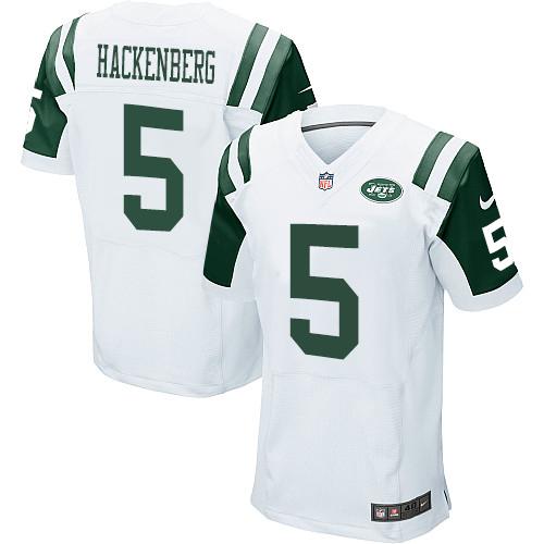 Nike Jets #5 Christian Hackenberg White Men's Stitched NFL Elite Jersey