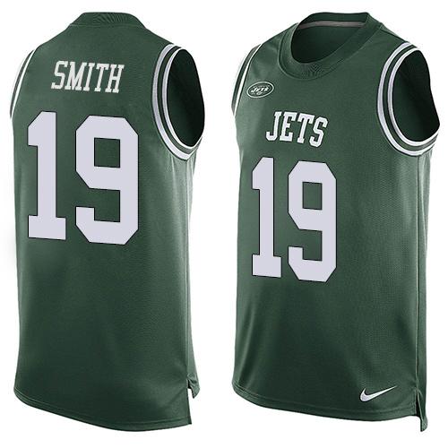 Nike Jets #19 Devin Smith Green Team Color Men's Stitched NFL Limited Tank Top Jersey