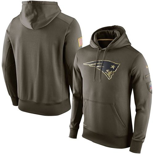 Men's New England Patriots Nike Olive Salute To Service KO Performance Hoodie