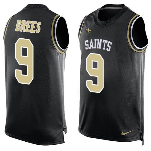 Nike Saints #9 Drew Brees Black Team Color Men's NFL Limited Tank Top Jersey