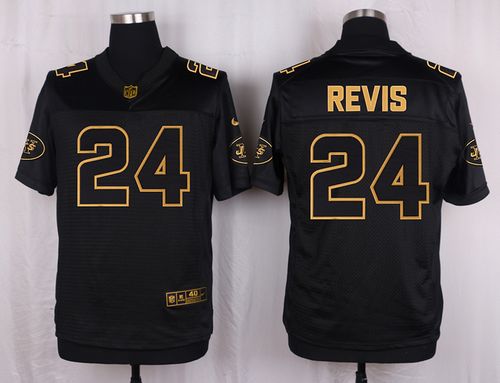 Nike Jets #24 Darrelle Revis Black Men's Stitched NFL Elite Pro Line Gold Collection Jersey
