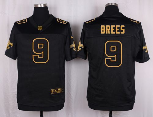 Nike Saints #9 Drew Brees Black Men's Stitched NFL Elite Pro Line Gold Collection Jersey