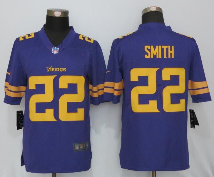Men's Nike Nike Vikings #22 Harrison Smith Purple Limited Rush Stitched NFL Jersey