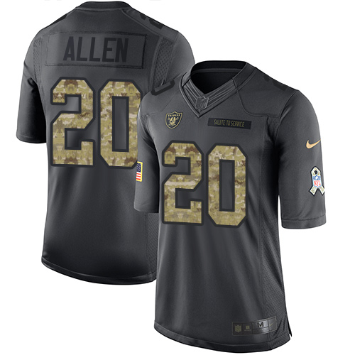Nike Raiders #20 Nate Allen Black Men's Stitched NFL Limited 2016 Salute To Service Jersey