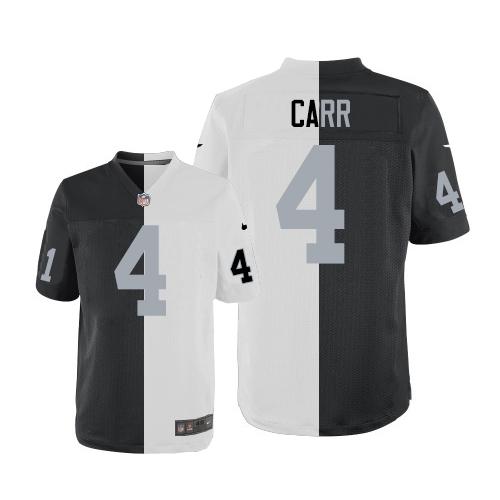 Nike Raiders #4 Derek Carr White/Black Men's Stitched NFL Elite Split Jersey