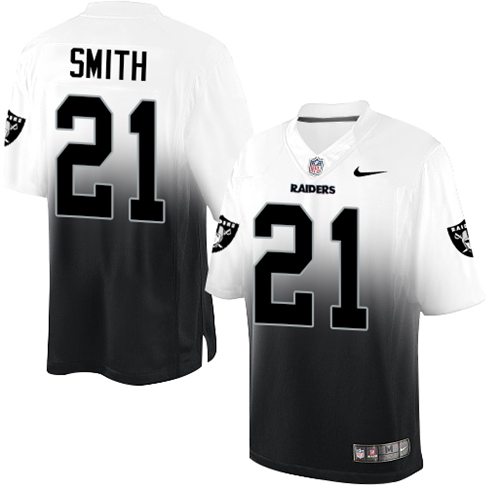 Nike Raiders #21 Sean Smith White/Black Men's Stitched NFL Elite Fadeaway Fashion Jersey