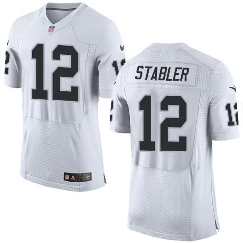 Nike Raiders #12 Kenny Stabler White Men's Stitched NFL New Elite Jersey