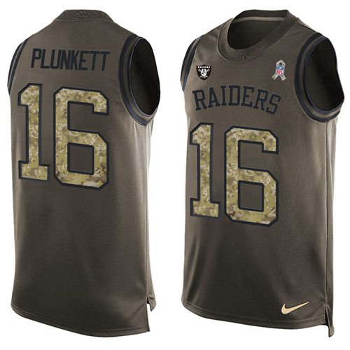 Nike Raiders #16 Jim Plunkett Green Men's Stitched NFL Limited Salute To Service Tank Top Jersey