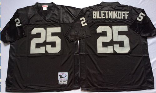 Mitchell And Ness Raiders #25 Fred Biletnikoff Black Throwback Stitched NFL Jersey