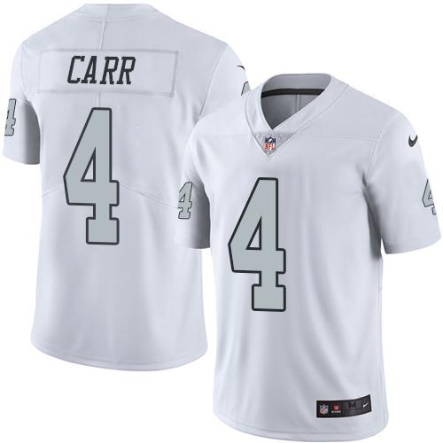 Nike Raiders #4 Derek Carr White Men's Stitched NFL Limited Rush Jersey