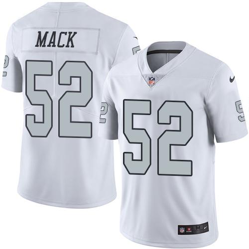 Nike Raiders #52 Khalil Mack White Men's Stitched NFL Limited Rush Jersey