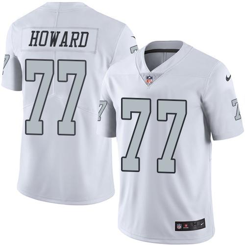Nike Raiders #77 Austin Howard White Men's Stitched NFL Limited Rush Jersey