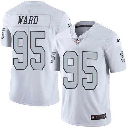 Nike Raiders #95 Jihad Ward White Men's Stitched NFL Limited Rush Jersey