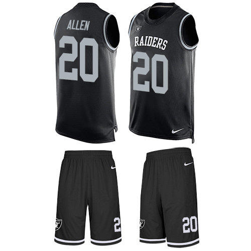 Nike Raiders #20 Nate Allen Black Team Color Men's Stitched NFL Limited Tank Top Suit Jersey