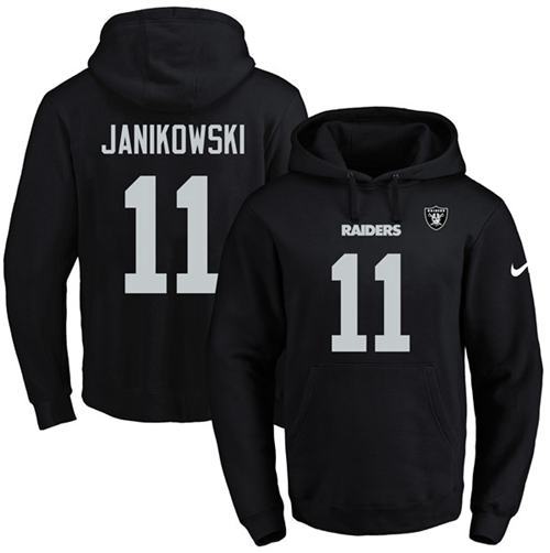Nike Raiders #11 Sebastian Janikowski Black Name & Number Pullover NFL Hoodie
